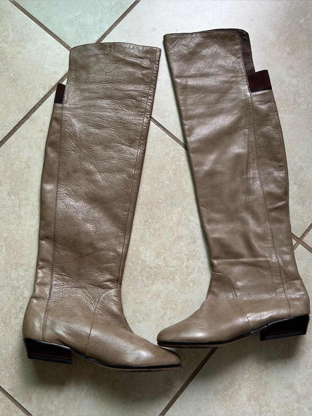 Dolce Vita Taupe Leather Knee-High Boots